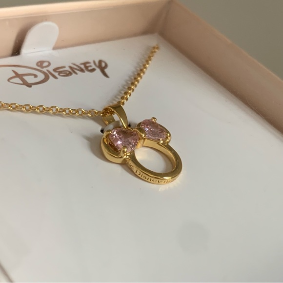 Disney Minnie Mouse Gold Flash Plated Necklace with Box- pink - Picture 1 of 11